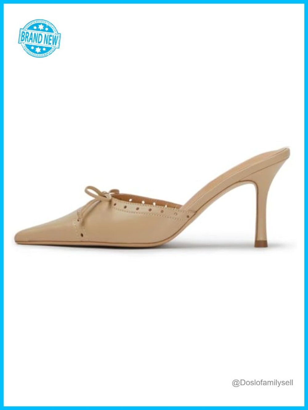 Kitten Heel Pointed Toe Bow Heeled Sandals Vintage Mules